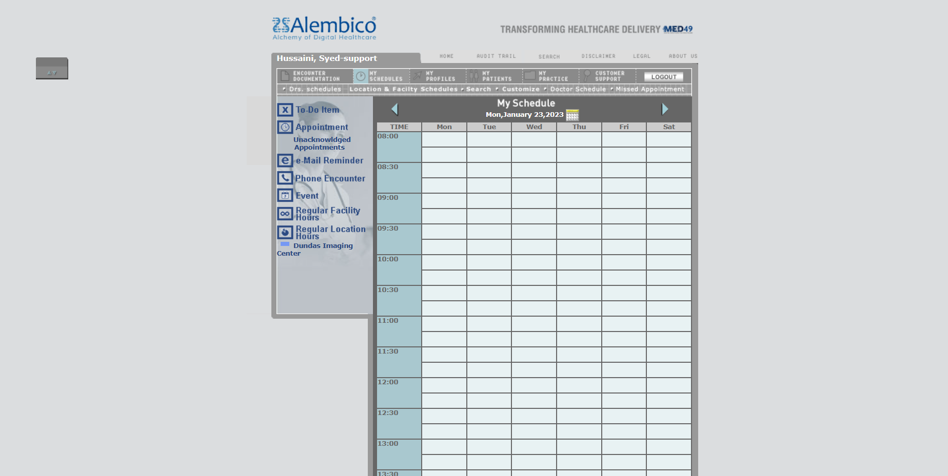 screenshot of Alembico EMR